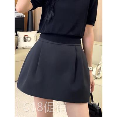 【一比Eby】花苞褶皱短裙a字半身裙休闲高腰显瘦小黑裙女251377#
