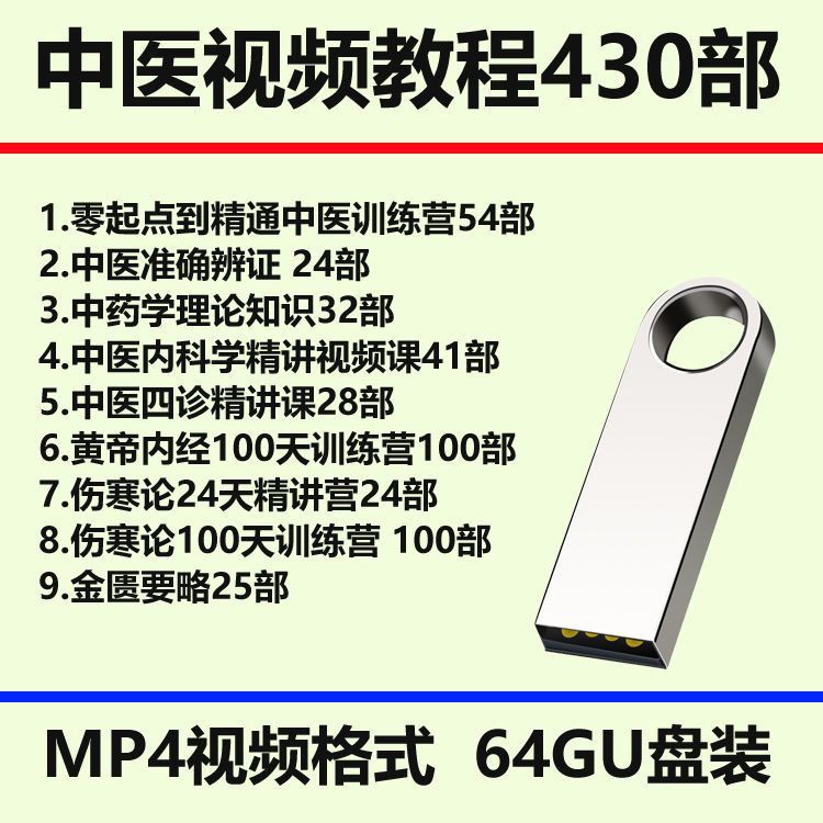 中医视频课程U盘基础理论全套自刻录盘个性化服务