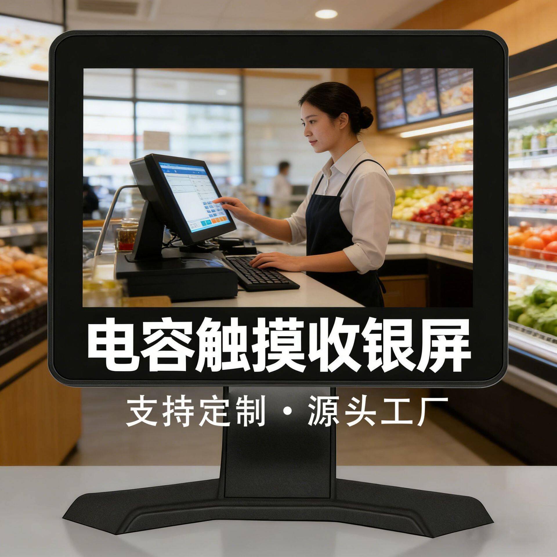 10寸商用电容触摸显示器适配收银机点餐机小批量LOGO外观定制