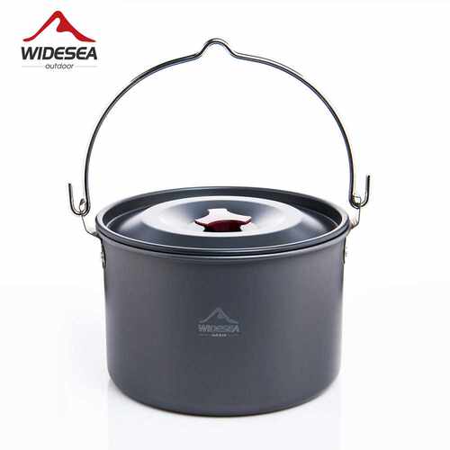 Widesea吊锅4-5人便携式户外炊具4L大容量野炊露营锅具铝合金野营