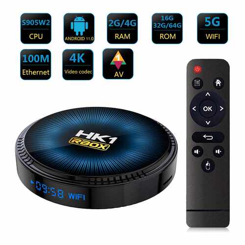 HK1 RBOX-W2  TV BOX 双频WIFI蓝牙8k高清播放器S905W2