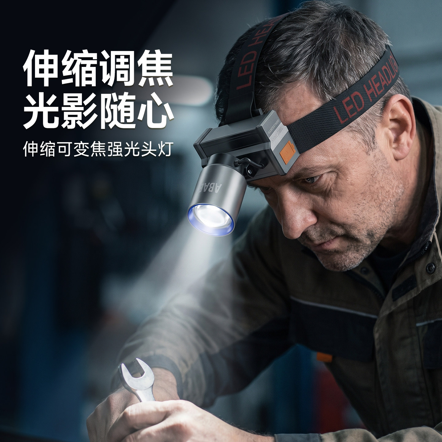 超亮强光头灯LED头戴式伸缩调焦防水快充超长续航户外登山专用