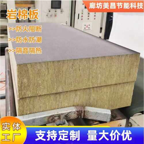 复合岩棉板防排烟管道保温板憎水长方形吸音隔热防火隔板耐高温