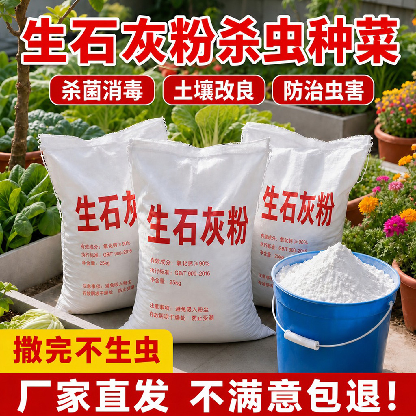 种菜生石灰粉农用杀菌消毒杀虫驱虫剂干燥剂改善鱼塘水质土壤批发