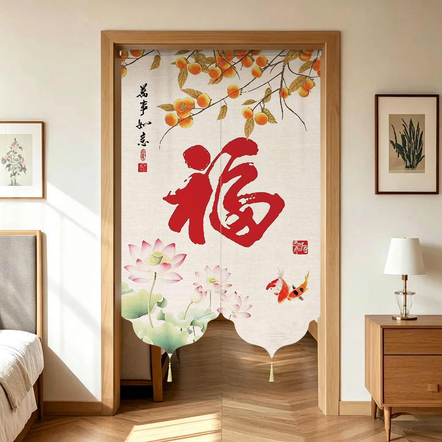 棉麻纱帘免打孔防紫外线隔断门帘