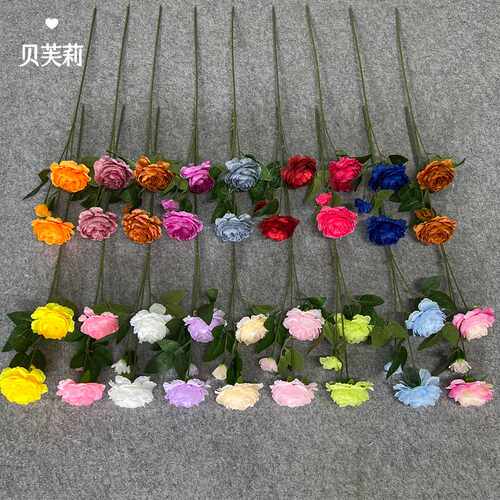 欧式3头洋牡丹婚庆家居装饰假花塑料花绢花人造花仿真牡丹花