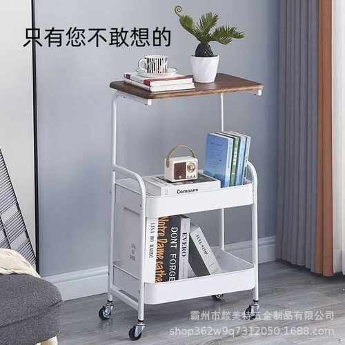 简易可移动小型床边房间置物架客厅桌板多层家用玩具小推车收纳架