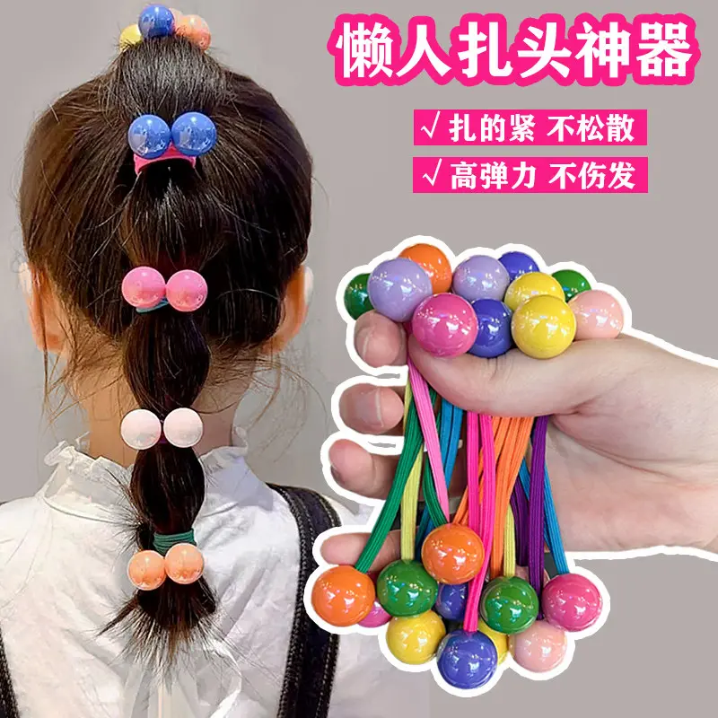 儿童多巴胺发圈高弹力扎马尾不伤发头绳皮筋女孩球球发绳头饰ZF图片