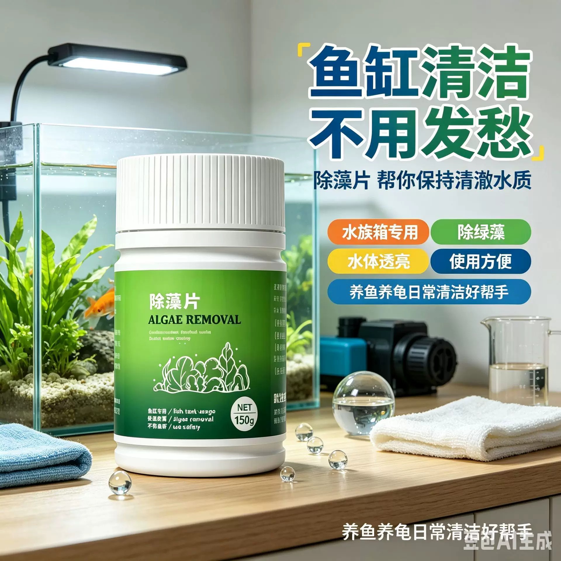 【下单立减50】懒人鱼缸除藻锭水族箱去绿藻青苔净水养鱼除藻片ZF