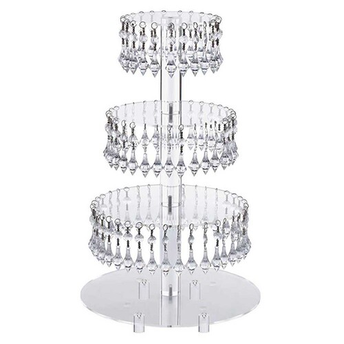 4层圆形亚克力蛋糕架水晶串珠蛋糕台多层装饰用品摆架Cake stand