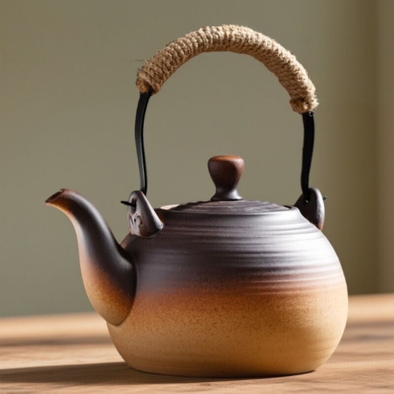 陶瓷烧水壶电陶炉煮茶器粗陶提梁户外木碳明火大号功夫电热陶壶