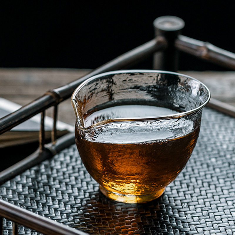 日式锤纹玻璃公道杯功夫茶具茶杯