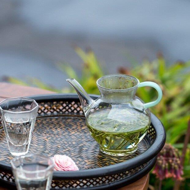 仿宋玻璃小茶壶手执壶细嘴带滤网分茶器茶海耐温茶具花茶泡茶壶