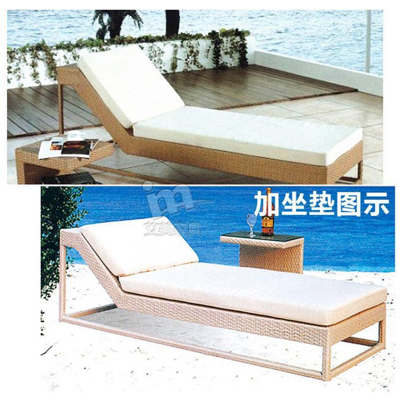 室外花园休闲躺床沙滩椅藤编户外躺床游泳池躺床户外藤椅躺椅