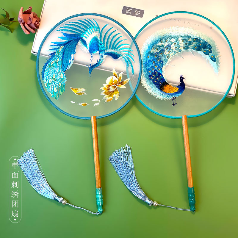 否新款古风单面绣花团扇扇子