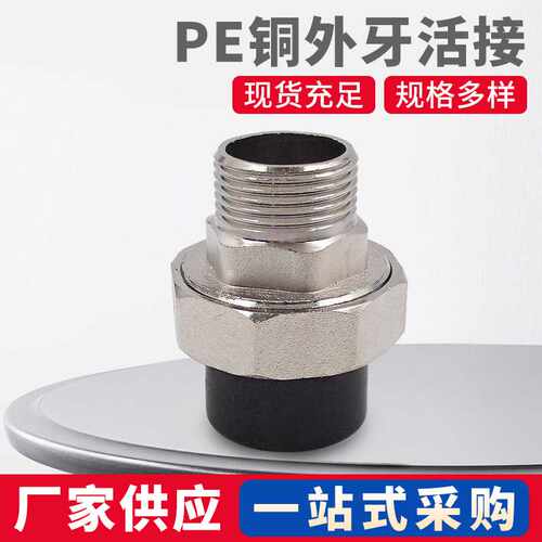 富蓝德铜油任20-110PE外牙活接头PE外丝活节工程家装PE外活结管件