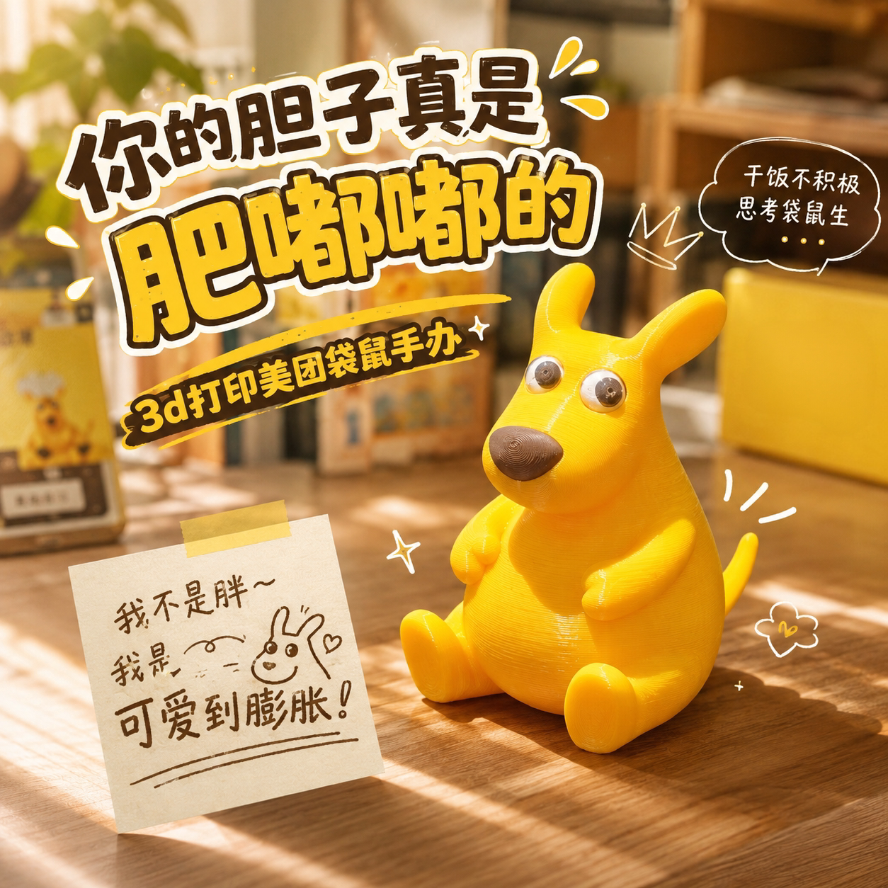 【胆子肥嘟嘟】美团袋鼠可爱手办图片