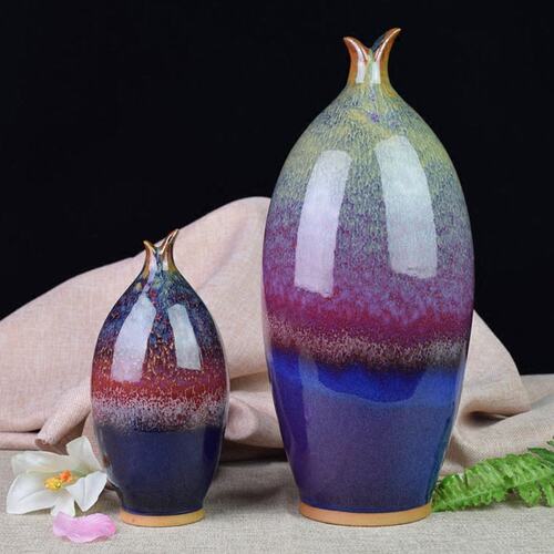 钧瓷花瓶居家客厅简约陶瓷器物窑变釉特色民宿装饰工艺品桌面摆件