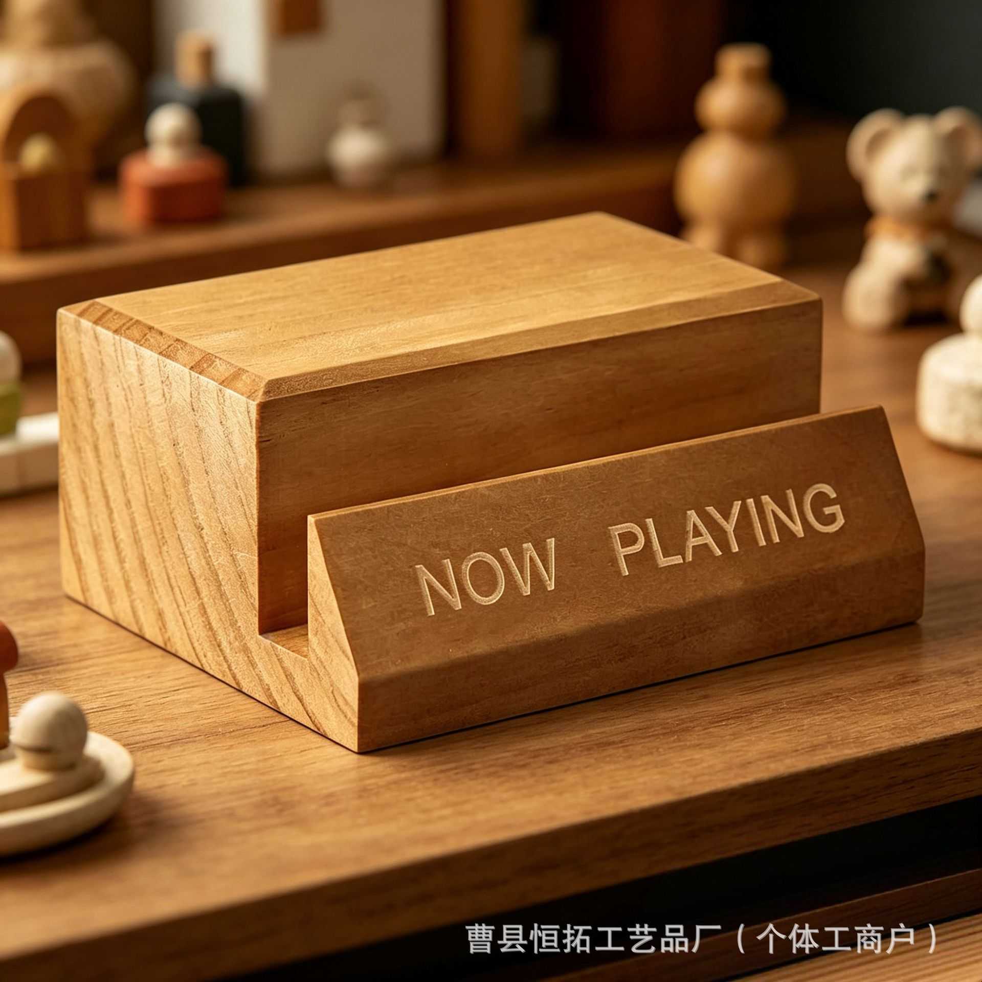 现货木质黑胶唱片支架桌面杂志碟片展示架实木CD架唱片底座收纳架