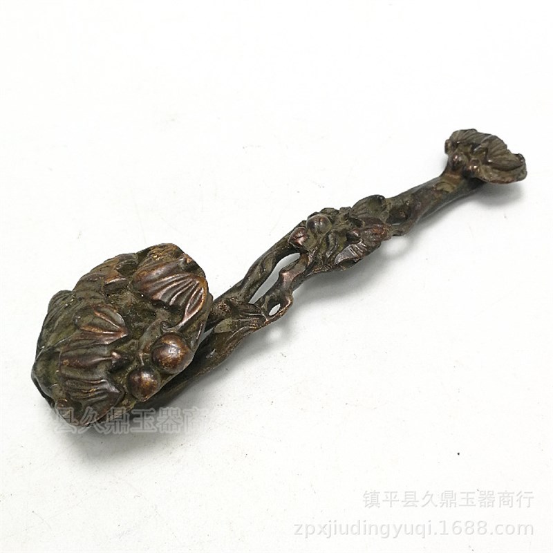 仿古铜器如意小摆件 古玩杂项仿古铜器家居办公铜器摆件