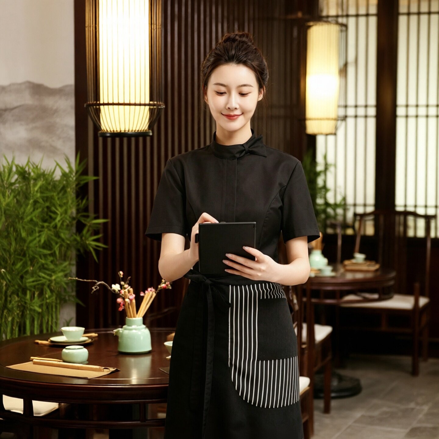 【免费印字】餐厅服务员工作服