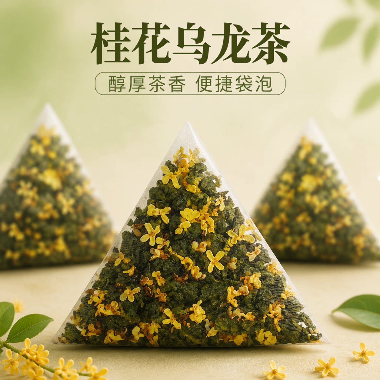 【桂花乌龙茶】桂花浓香三角茶包图片