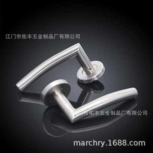304不锈钢管型空心弧形门把手 分体式门锁拉手 木门门锁执手
