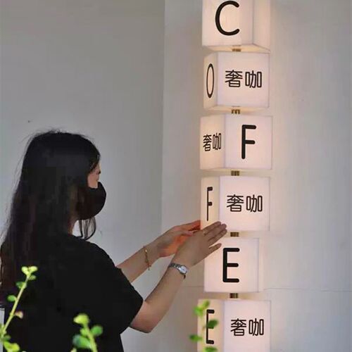 户外方形亚克力led串串灯箱店铺门头侧挂翻转360手动旋转发光招牌