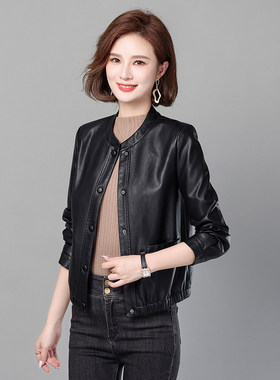 真皮皮衣女短款绵羊皮皮夹克外套