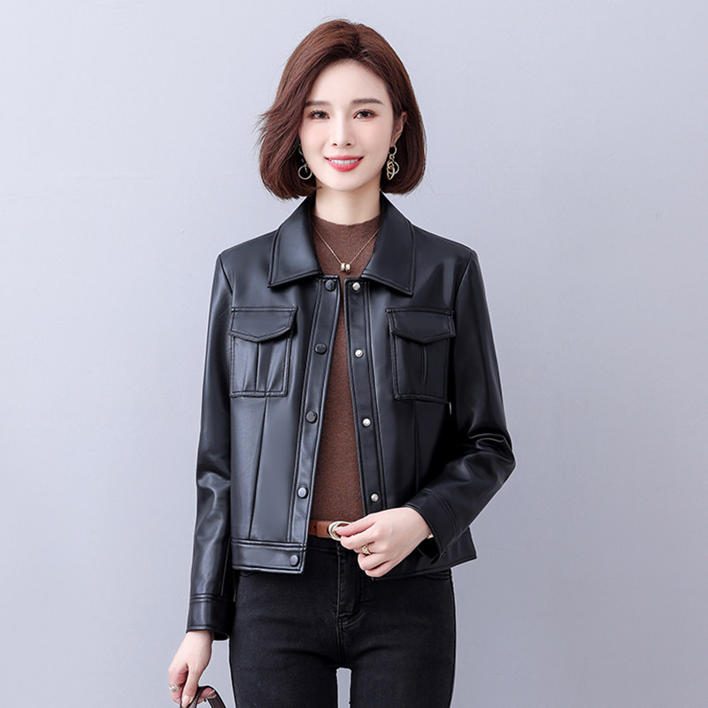小皮衣外套女2026新款春秋百搭修身真皮黑色机车服绵羊皮夹克短款