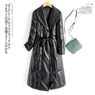 海宁真皮羽绒服女中长款大衣2026新款冬季韩版修身绵羊皮外套皮衣