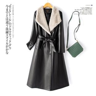 海宁真皮羽绒服女中长款2026冬季新款仿水貂领显瘦绵羊皮皮衣外套