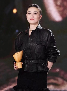 宋佳同款真皮皮衣女短款2025春秋新款收腰黑色机车绵羊皮夹克外套