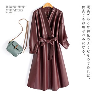 海宁真皮皮衣女中长款风衣2026春秋韩版修身安哥拉红绵羊皮外套潮