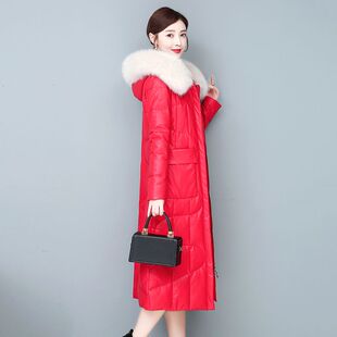 2026冬新款海宁真皮羽绒服女中长款收腰显瘦绵羊皮衣狐狸毛领外套