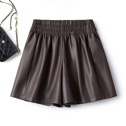 海宁真皮皮裤女2025新款秋冬外穿宽松高腰显瘦阔腿短裤绵羊皮靴裤