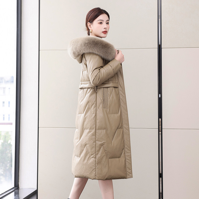 2026冬季新款真皮羽绒服女中长款绵羊皮狐狸毛领大码皮衣皮草外套