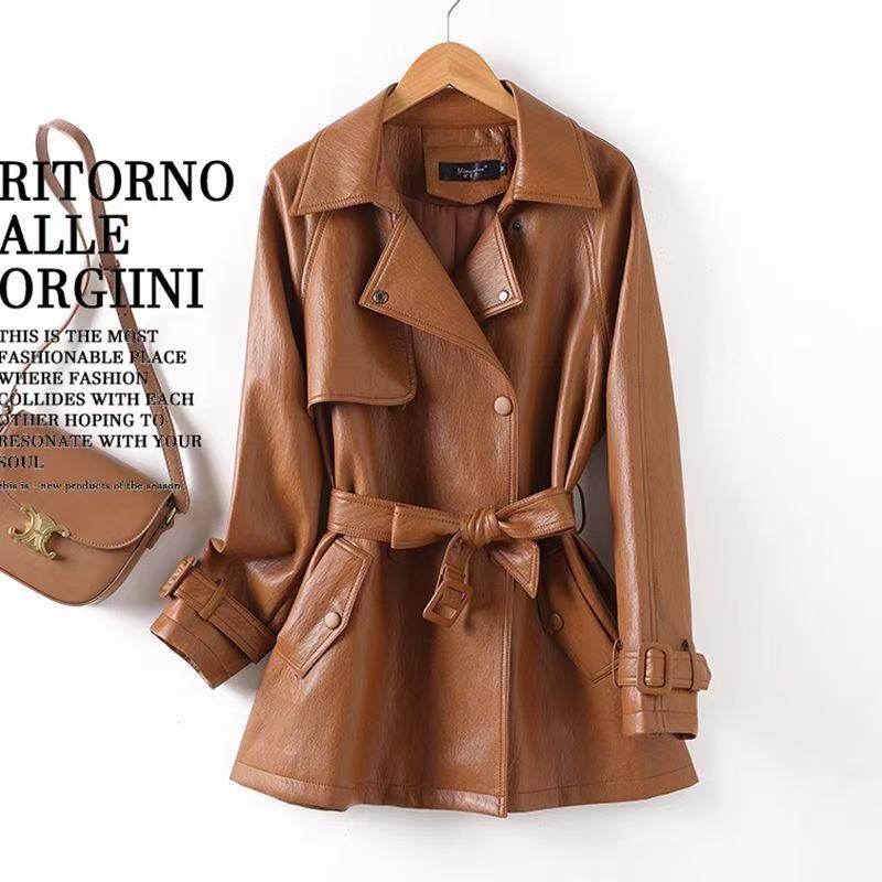 海宁真皮皮衣外套女中长款修身2025年春秋新款绵羊皮风衣气质外套,女装/女士精品,皮衣,淘宝优惠券,粉丝福利购,淘宝优惠卷