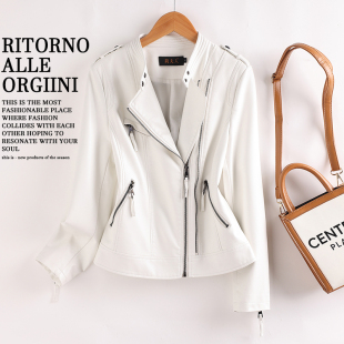 小个子酷飒风绵羊皮夹克机车外套 新款 海宁真皮皮衣女短款 2025秋季