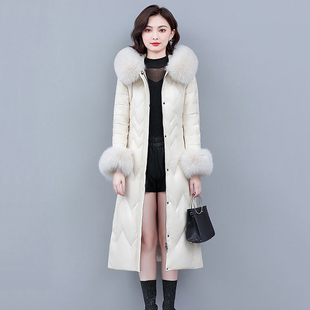海宁真皮羽绒服女中长款皮衣2026新款冬季绵羊皮加绒加厚皮草外套