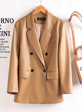 2025新款高级感时尚气质海宁真皮小西装外套女短款黑色绵羊皮皮衣