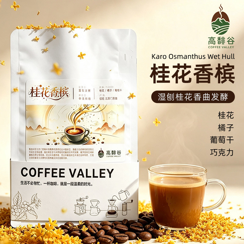 高馡谷印尼桂花香槟咖啡豆湿刨桂花香曲发酵桂花橘子葡萄干228g