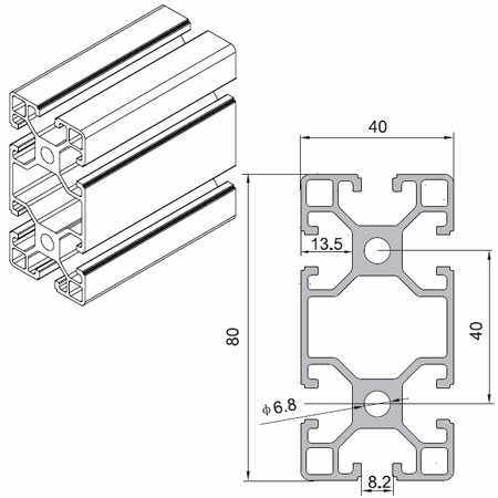 金甫工业铝型材欧标4080流水线铝型材机械设备框架 支架40x80立柱