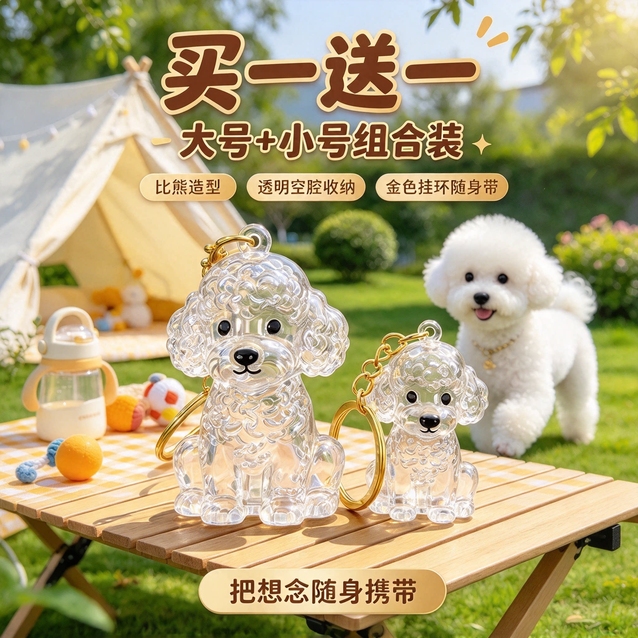 2026新款比熊毛发收纳挂件毛孩子纪念钥匙扣可存狗毛随身吊坠