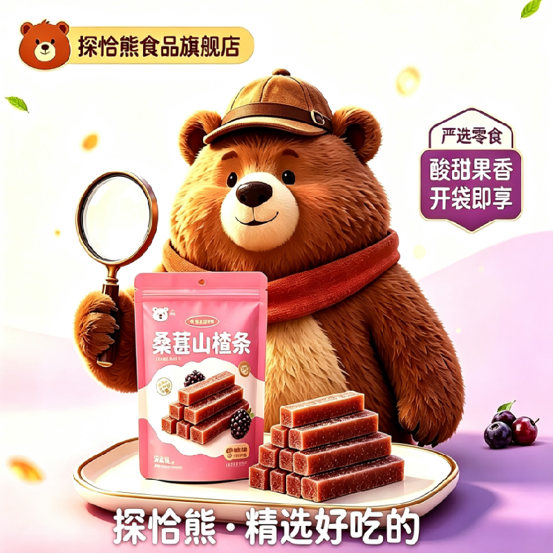 探洽熊乖巧猴jw桑葚山楂条袋装酸酸甜甜开胃又解腻可口零食100g