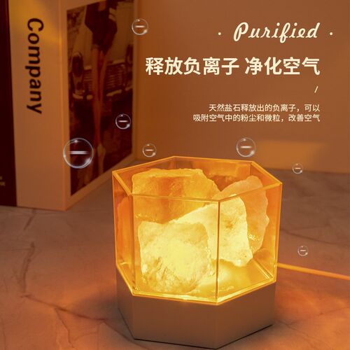 网红七彩水晶盐灯led小夜灯喜马拉雅香薰卧室睡眠usb床头台灯