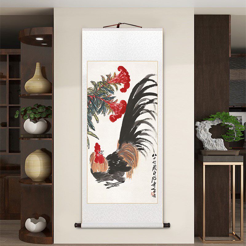 名家齐白石葫芦图福寿安康挂画中式客厅装饰画办公室书房茶室壁画