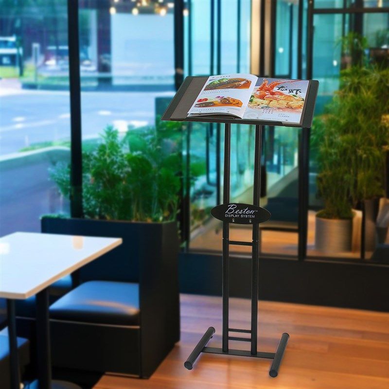 柏思顿前台菜单展示架餐厅门口菜谱架资料架立式菜单翻页架演讲台