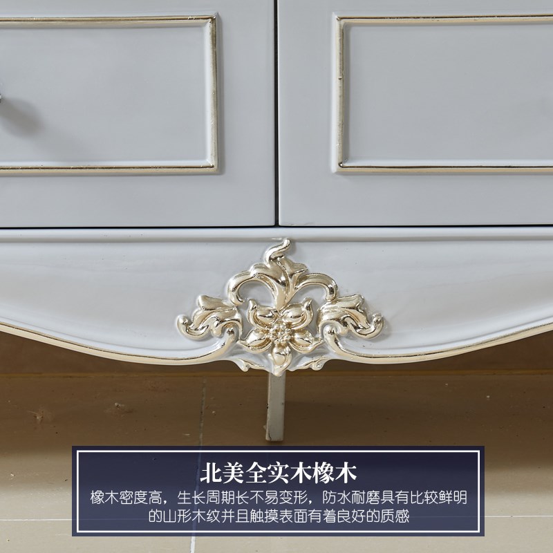 欧式大理石电视柜美式客厅简约实木描银储物地柜小户型茶组合套装