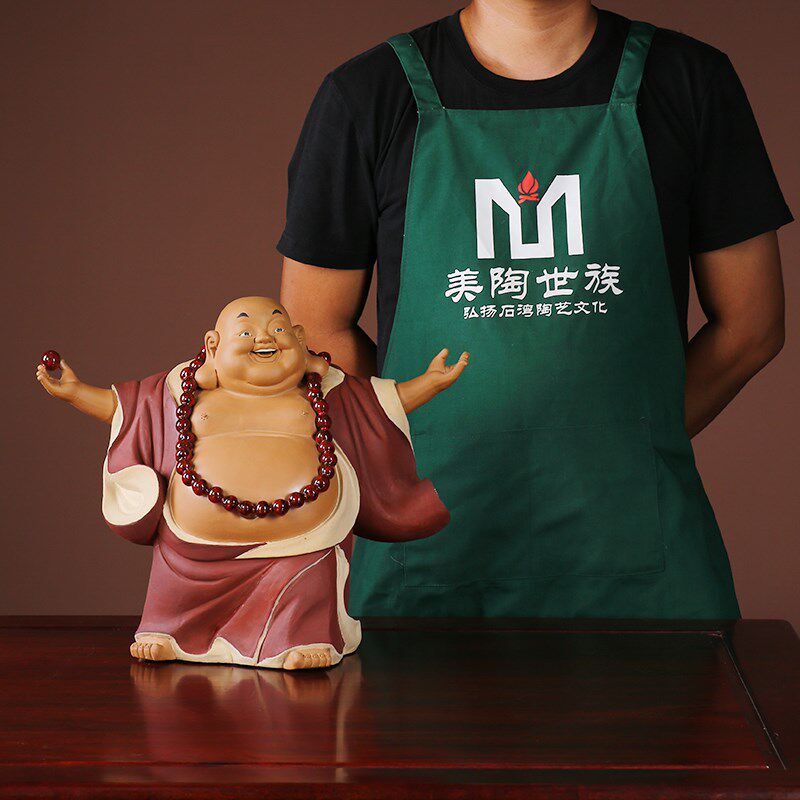 弥勒佛大肚笑佛摆件家居饰品客厅玄关装饰品石湾公仔陶瓷工艺品